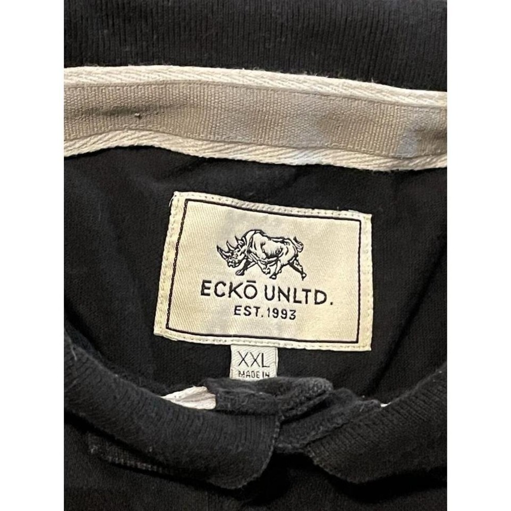 VTG Ecko Unltd Men's Black Collard Vintage Y2K  Rhino Shirt XXL - Picture 5 of 7